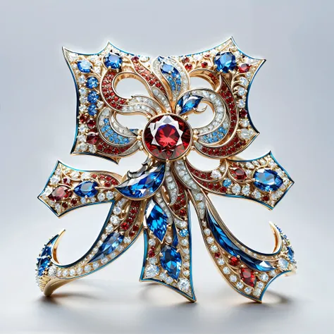 masterpiece， top quality，( Nothing but the ring )，(no one),With a phoenix， starry sky ， exquisite，戒指中的 starry sky ,luster，Invert image，Sparkling red, white, and blue gemstones，Elegant and noble， The magical pattern on it emits a Tyndall effect light， It sh...