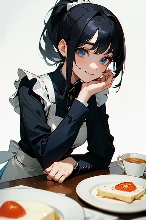 (       highest resolution,     clear    _image)、(       top quality).single, One woman, Alone,      Breakfast Masterpiece    , ((       ponytail)).   semi-realistic   ,          black hair のショートヘア,          black hair , bangs, 18 years old,     mature, li...