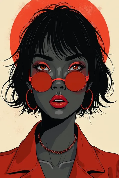 Style Beauty，author：conrad roset a cool black girl，Lack of metal，Surreal minimalist shadows，Flat illustration, Luo Erchun，