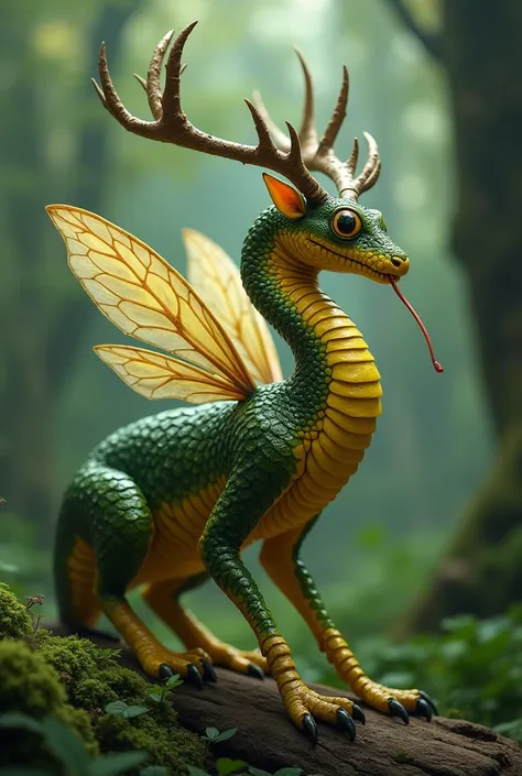 Create an animal by combining a bee, snake, and deer 