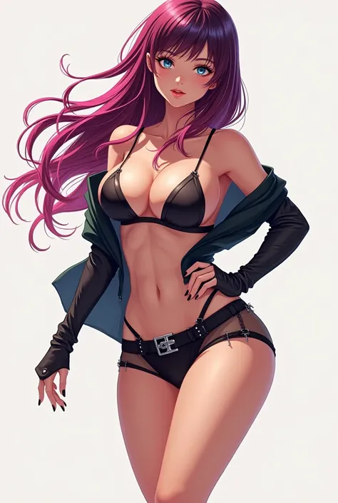  Full body anime-type woman in sexy clothing, short almost naked miniskirt 