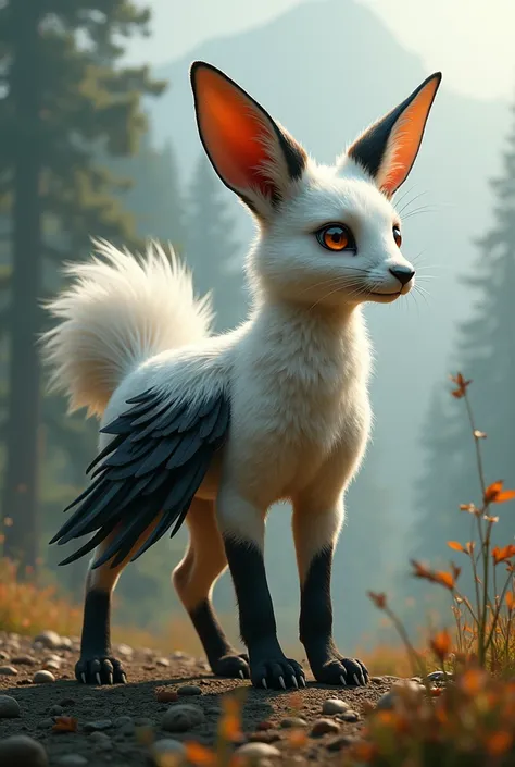 Create an animal by combining a rabiit, fox, and crow and 9 tail