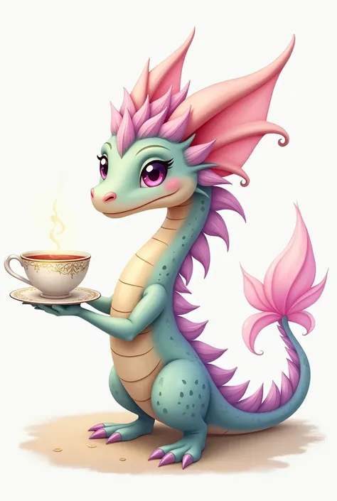 square image
A beautiful pastel-colored flower dragon faces directly in front of you and offers tea。
 is smiling。
 has a white background