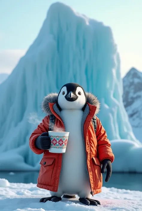 A charismatic penguin travels the icy regions of the world, showing viewers life in the Arctic and Antarctic while trying snow sports and tasting unique icy treats.
Image Prompt: A penguin in a parka, holding a cup of hot chocolate and posing in front of a...