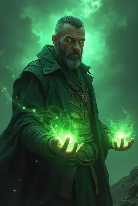 A man with scars and green magic eyes