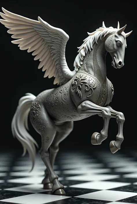 Create a chess horse with wings to make a pin 