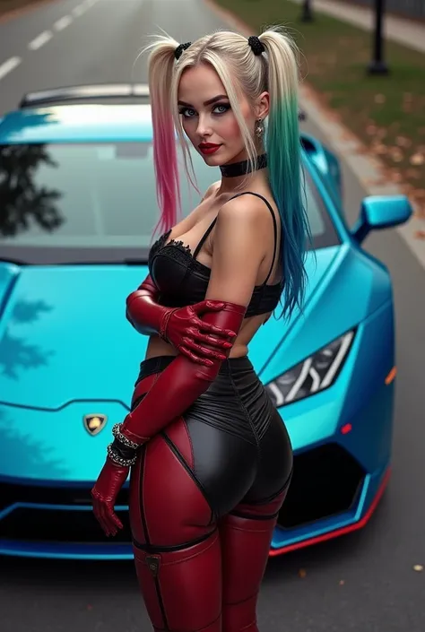 Countries as beautifull girl  russia harley quinn and lamborgini huracan blue