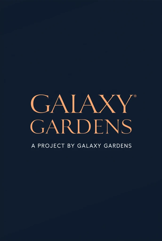 Create a logo for a housing society which is Named Galaxy Gardens  below which “ A project By Galaxy Gardens “ is Written with the first alphabet in caps of each word. Make it elegant and asthetic