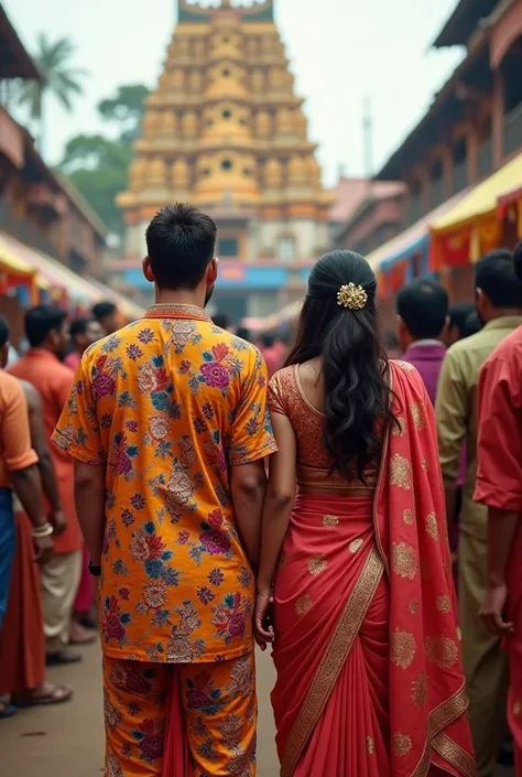 Messi and his wife kerala old traditional dress in temple festival baground 