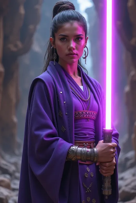 Soreena Kai :

 Human of noble origin ,  with a deep connection to visions of the Force .  Her violet sabre reflects her intuitive mastery.

