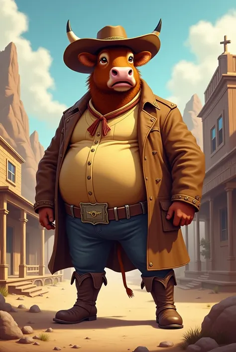 Gay Big Belly Cow Sheriff Of Old West Cowboy