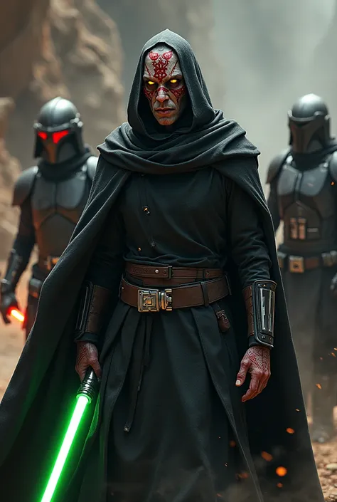 Episode 1:  The Fragments of the Empire
The Resistance discovers the existence of Darth Malakar  (  A Zabrak with greyish skin ,  tribal red tattoos that cover his face and body ,  and bright yellow eyes .  He wears a black cloak with metallic ,  details s...