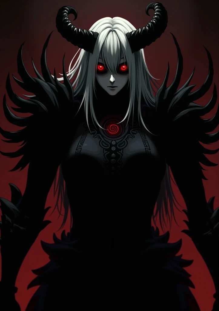 Name: Xaraphon, The Soul Eater

Appearance:
- Pale white skin ,  life of her own
- Long, white hair that falls over your face ,  partially hiding it
- Two twisted black horns that protrude from your forehead ,  wallpaper resembling claws
- Your eyes are co...