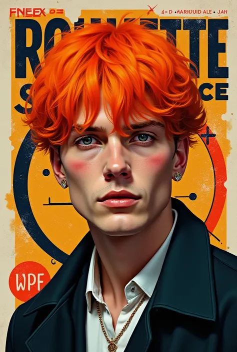 Image avec un homme avec les cheveux orange avec en écriture roukette service