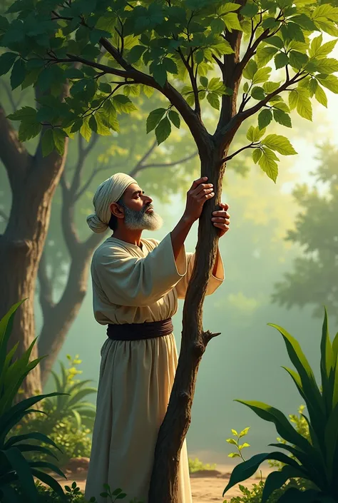 A muslim man working  cuting hand tree