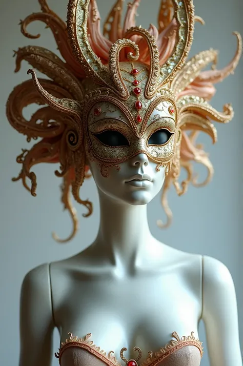 generate extravagant mask on the mannequin