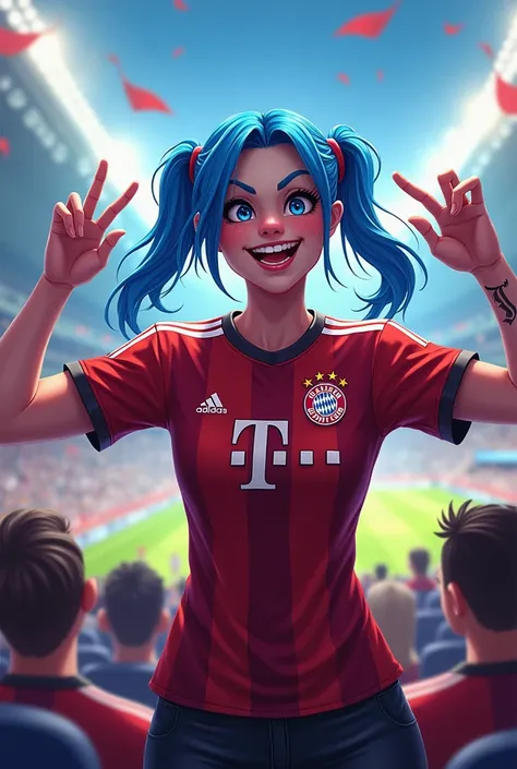 Jinx  be fan of bayern munich 
With blue  hair 