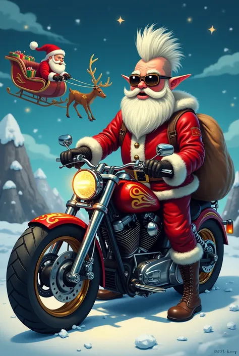 Santa Claus bikers assistant