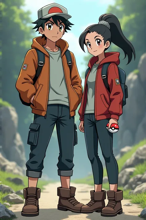 Pokémon trainer couple ready for battle 