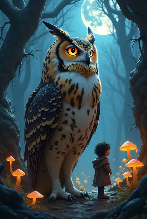 A magic owl and that on the side is a  watching it