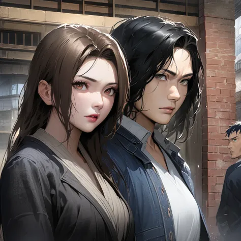 best quality.
semi-realistic anime style.

Two Japanese men and women in their 20s have a fateful encounter at a brick warehouse in Yokohama.

woman.beautiful face,perfect face,highly detailed beautiful face and eyes,attractive face.