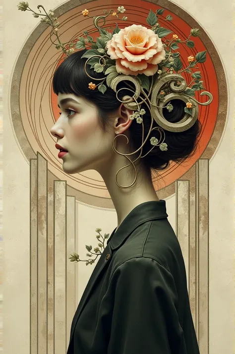 Portrait contains art nouveau art style and Bauhaus art style 