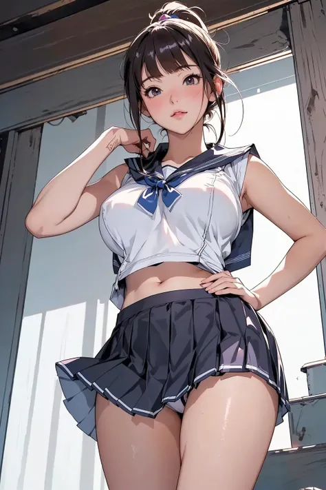 Anime girls are taking pictures in short poses in skirts , a hyper Realistic High School Girls , hyper Realistic High School Girls ,  sexy anime girl with speech bubble ,  Charming Anime Girl ,  beautiful anime schoolgirl ,   beautiful attractive anime tee...