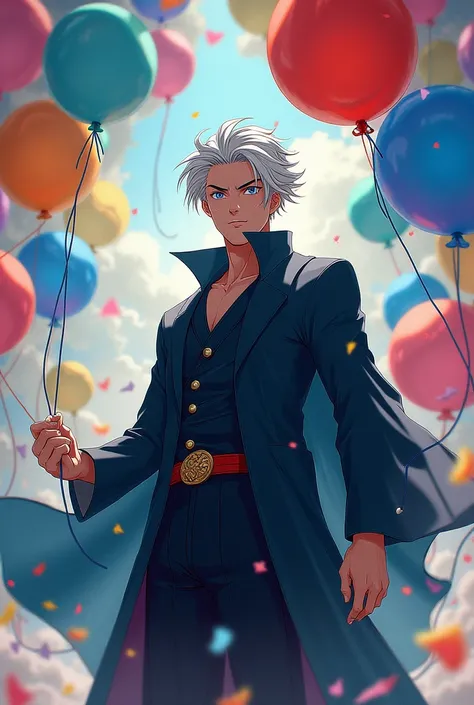 Gojo Satoru Jujutsu Kaisen with balloons 

