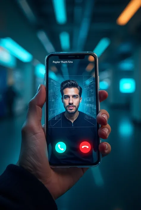 Smartphone  screen displaying a call from future