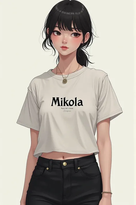 Femboy wearing a Mikola T-shirt