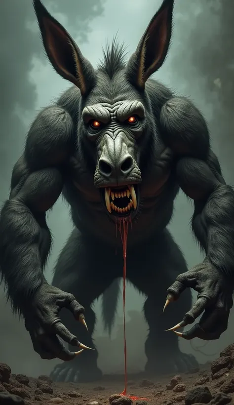 Deadly and scary picture of donkey combined gorilla
