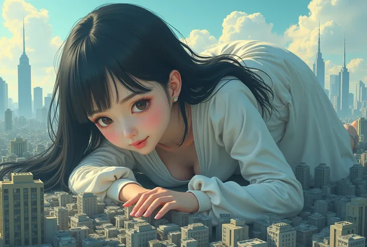 (Japanese Giant girl), (Super Best masterpiece giant girls Raw Photography Art), (16k,  Max Image,  super high resolution,  RAW photos ), ( very unrealistic ,  an unparalleled depiction , It&#39;s such an unfathomable sight,  Focus on the average value of ...