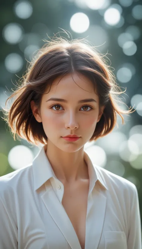  x mix girl,  Analog Style ,  gaze focus,  top quality, ( very detailed skin),  exquisitely beautiful white skin pictures, 21 years old,  upper body、 perfect face,  charming eyes, (Enchanting Make-up: 1.3), Skin pores, (Bokeh:1.5),  sharp concentration, Da...