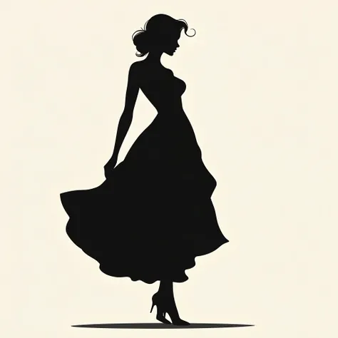 Draw a black silhouette of a  woman!