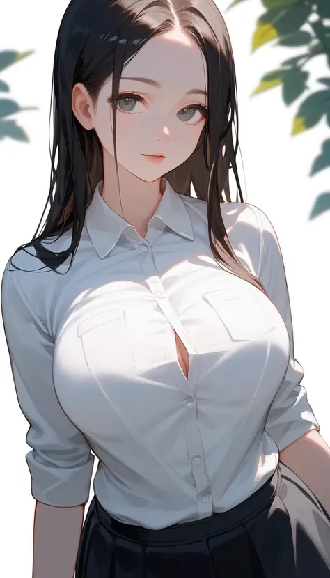 Score_9,Score_8_up,Score_7_up, perfect face, score_6_up, score_5_up, score_4_up, beautiful face, (((anime))), (((status_anime))), white skin, cool woman, black skirt, (((white business shirt))), top quality eyes, detailed texture, nsfw, (white background),...