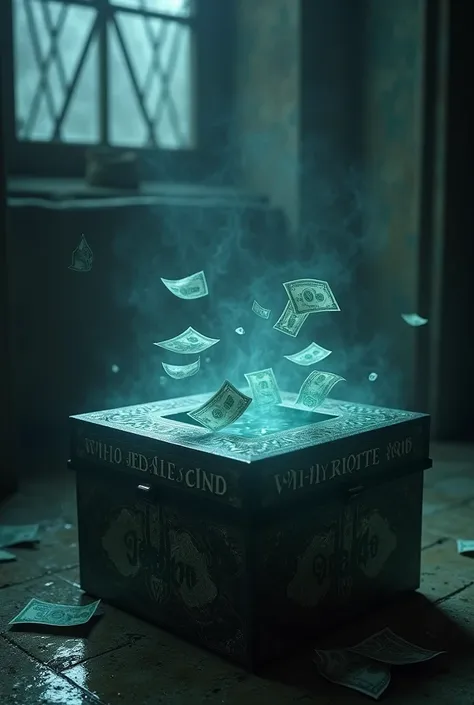 Water Inside a box this box money box and Ghost money dollar scary box gold box 
