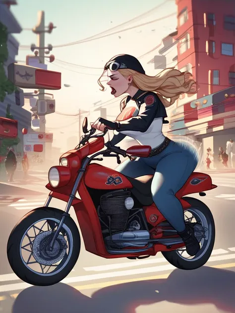 rider bunny , ride on motorcycle , Harley Davidson , high speed , motion blur
, Mature , (Euphoria) , coquettish , Fatal woman , (bold action) , Insane , fabulous , sensational , Feminine , coquettish face , looking away