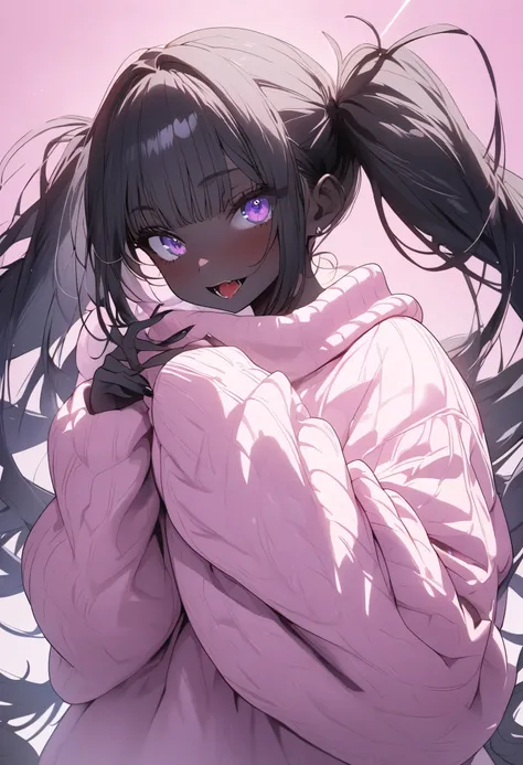 beautiful, (masterpiece:1.2), (best quality:1.2), perfect eyes, perfect face, perfect lighting, 1girl, look at the viewer, (ahegao:0.5), sexy pose、brown、black skin、body muscles、(full shot)、((gal fashion))、oversized sweater with big cleavage, sexy dress , t...