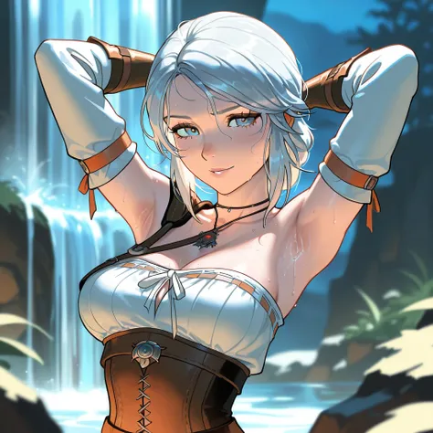   (masterpiece, best quality, very aesthetic), absurdres, aesthetic, detailed, beautiful color, amazing quality, 1girl, Ciri, /(the_witcher 3/), posing in a waterfall, night time, stray night,intimate moment, (masterpiece, best quality, very aesthetic), ab...