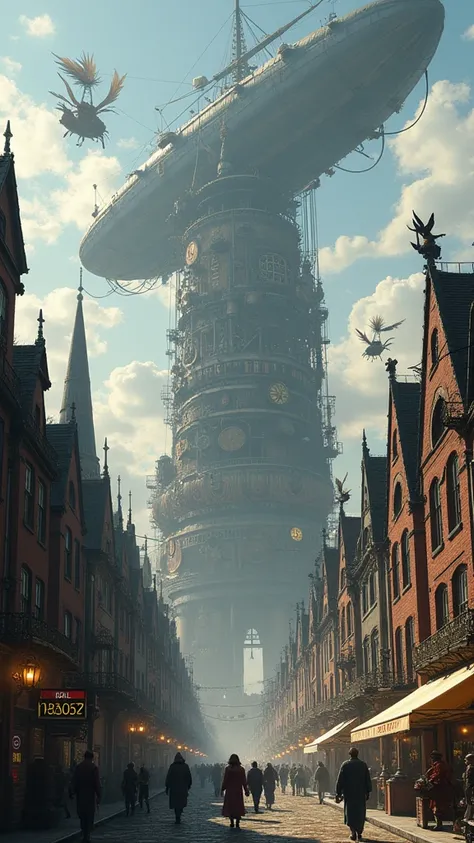 a steampunk fantasy version of  Trondheim a norway city, with many fantasy and mediavel themes mixed, fantasy 