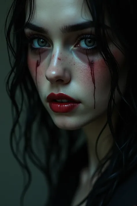  Katherine is a beautiful and seductive young vampire,  her veins in her black eyes pop out when she shows that she is a vampire 
