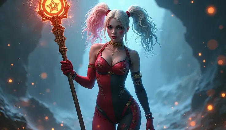 Harley Quinn as a mage with Legendary weapon