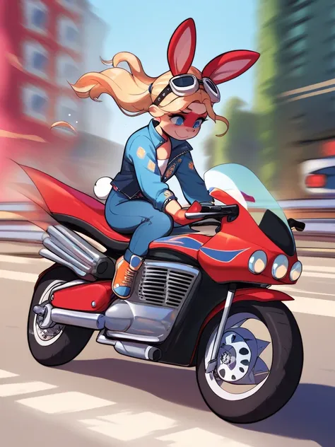 furry bunny girl , ride on motorcycle , Harley Davidson , high speed , motion blur
, Mature , Euphoria , coquettish , (bold action) , fabulous , sensational , Feminine , cute face , looking away