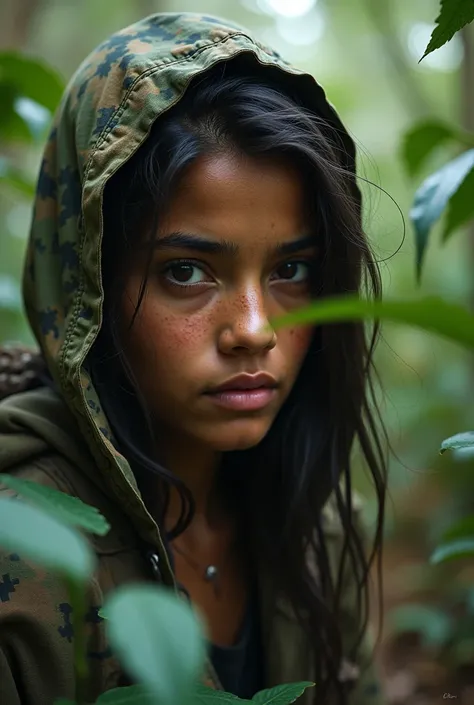 A 17-year-old Colombian woman who has lived in the wilderness for 14 days covertly dressed no dead show in the background New York 