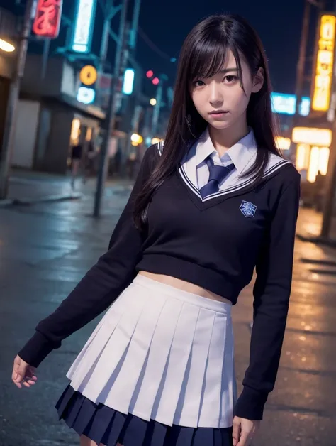 1girl,solo,closed mouth,night,starry sky,light particles,otonokizaka school uniform  ,pose, realistic,  medium breasts, beach,twilight,realistic, best quality,looking at viewer,Cyberpunk