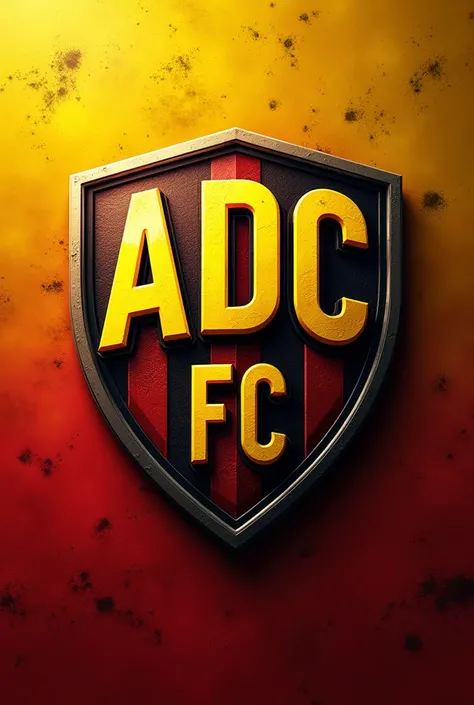 A realistic soccer logo with yellow and red colors with the acronyms "ADC FC " 