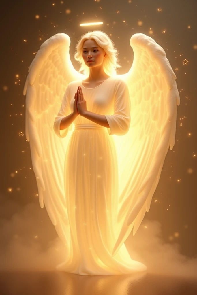 glowing angel (Gabriel) , radiant with soft gold hues.