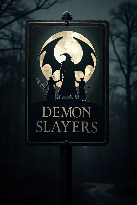 Create a sign similar to that of the cops, but I want it to have the following characteristics, which are that it is related to the full Moon and that says "demon slayers" 