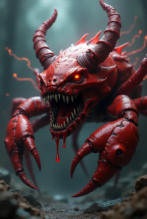 Create an even more demonic crab,  horn with your mouth open