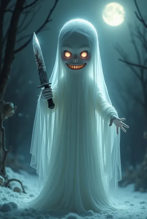 CHRISTMAS GHOST LOOKING LIKE GHOST KACPER HOLDING KNIFE 